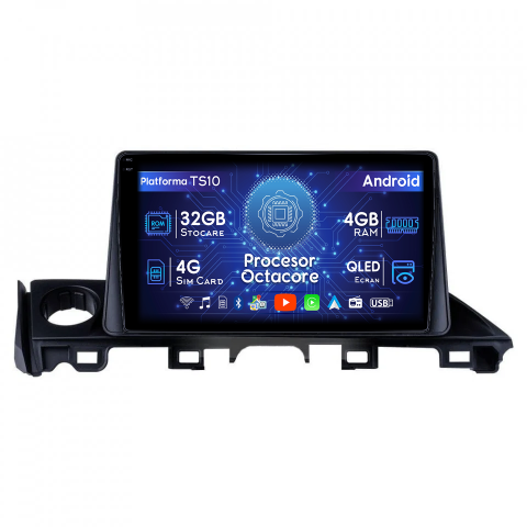 Mazda 6 2017-2019 - Navigatie dedicata Mazda 6 2017-2019, 4GB RAM 32GB ROM, Octacore, Android 14, Display QLED  9", DSP, Carplay&Android Auto, SIM 4G, Bluetooth, Ventilator Activ