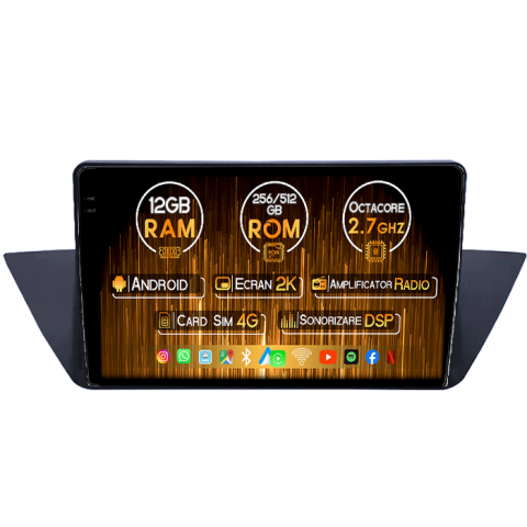 BMW - Navigatie dedicata BMW X1 (E84) 2009 - 2015, 12GB RAM 256GB ROM, Android 13, Rezolutie 2K, Display QLED, 10.25", DSP, Carplay, Android Auto, Internet, Youtube, Waze, Wi Fi, USB
