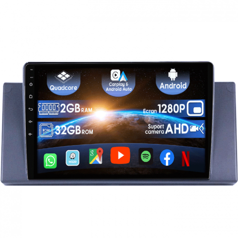 BMW - (Resigilata) Navigatie dedicata BMW X5 E53 2000 - 2006, Android 13, Wireless Carplay si Android auto 2 GB RAM 32 ROM, Display IPS, Full HD, 9inch, Microfon Extern