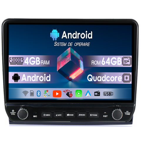 Fiat - Navigatie dedicata Bravo 2007-2012 Tesla cu butoane rotative model 2024, 4GB RAM 64GB ROM, Procesor Quadcore, Android 14, Display QLED 10", DSP, Carplay&Android Auto