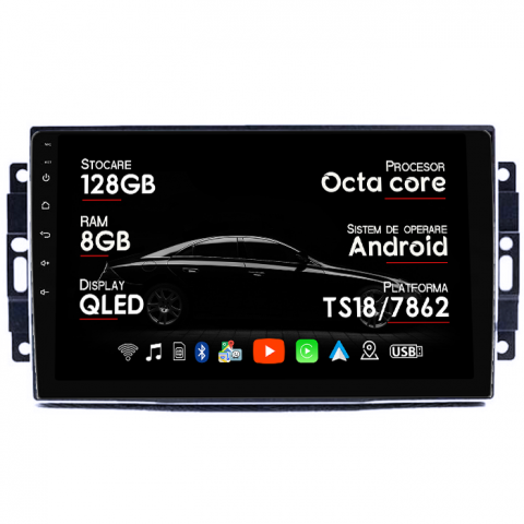 Dodge Avenger/Challenger 3/Charger/Dakota/Duragno/Nitro - Navigatie dedicata Dodge Avenger/Challenger 3/Charger/Dakota/Duragno/Nitro, 8GB RAM 128GB ROM, Octacore, Platforma TS18, Android 14, Display QLED 9”, Suporta camera 360º, DSP, Carplay&Android Auto, SI
