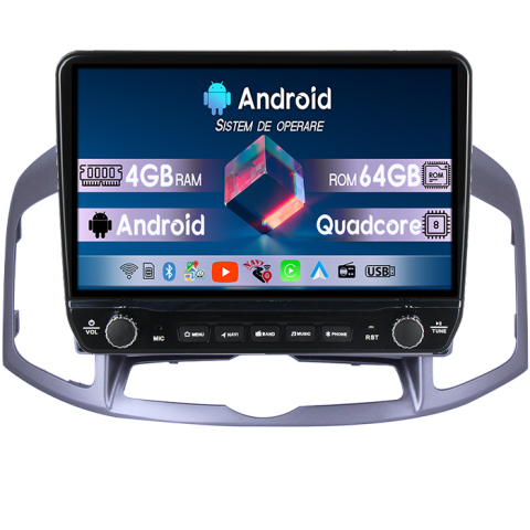 Navigatii Dedicate - Navigatie dedicata Captiva 2012-2017 Tesla cu butoane rotative model 2024, 4GB RAM 64GB ROM, Procesor Quadcore, Android 14, Display QLED 10", DSP, Carplay&Android Auto