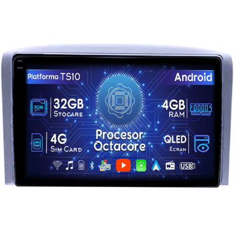 Aveo - Navigatie dedicata Chevrolet 2006/Lova/Captiva/Centra/Aveo/Epica, 4GB RAM 32GB ROM, Octacore, Android 14, Display QLED 1K 9", DSP, Carplay&Android Auto, SIM 4G, Bluetooth, Ventilator Activ