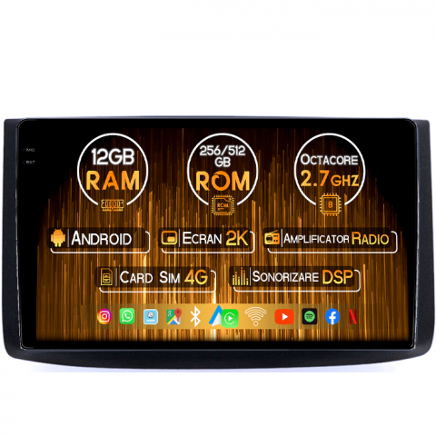 Aveo - Navigatie dedicata Chevrolet Aveo 2006-2012, 12GB RAM 256GB ROM, Android 13, Rezolutie 2K, Display QLED, 9", DSP, Carplay, Android Auto, Internet, Youtube, Waze, Wi Fi, USB