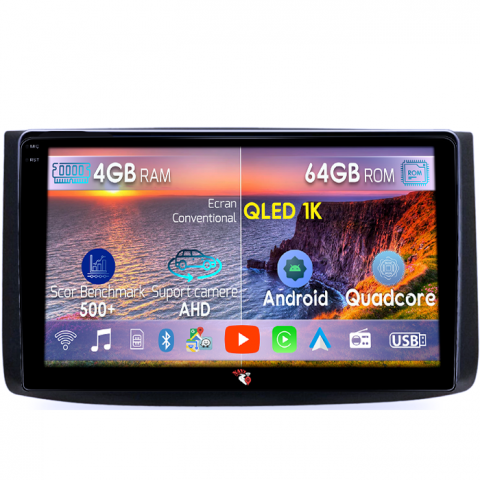 Aveo - Navigatie dedicata Chevrolet Aveo 2006-2012, 4GB RAM 64GB ROM, Octacore, Android 14, Display QLED 1K 9", Carplay&Android Auto, SIM 4G, Ventilator Activ