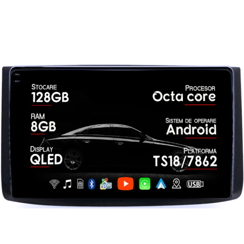 Aveo - Navigatie dedicata Chevrolet Aveo 2006-2012, 8GB RAM 128GB ROM, Octacore, Platforma TS18, Android 13, Display QLED 9”, Suporta camera 360º, DSP, Carplay&Android Auto, SIM 4G, Ventilator Activ