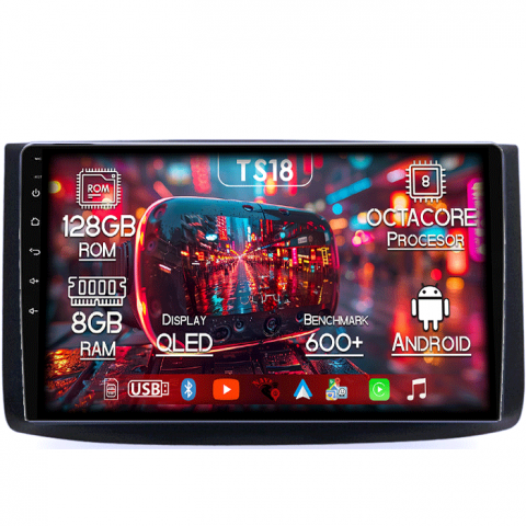 Aveo - Navigatie dedicata Chevrolet Aveo 2006-2012, 8GB RAM 128GB ROM, Octacore, Platforma TS18, Android 13, Display QLED 9”, Suporta camera 360º, DSP, Carplay&Android Auto, SIM 4G, Ventilator Activ