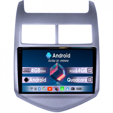 Aveo - Navigatie dedicata Chevrolet Aveo 2010-2015, 4GB RAM 64GB ROM, Quadcore, Android 14, Display QLED 1K 9", DSP, Carplay&Android Auto, Suport camere AHD