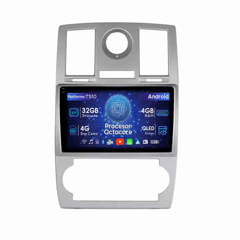 300C 2004-2011 - Navigatie dedicata Chrysler 300C 2004-2011, 4GB RAM 32GB ROM, Octacore, Android, Display QLED  9", DSP, Carplay&Android Auto, SIM 4G, Bluetooth, Ventilator Activ