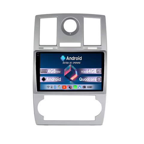 CHRYSLER - Navigatie dedicata Chrysler 300C 2004-2011, 4GB RAM 64GB ROM, Quadcore, Android, Display QLED  9", DSP, Carplay&Android Auto, Suport camere AHD