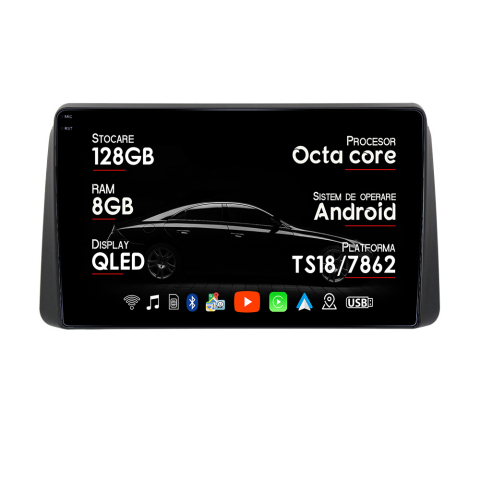 CHRYSLER - Navigatie dedicata Chrysler Grand Voyager 2011-2015, 8GB RAM 128GB ROM, Octacore, Platforma TS18, Android, Display QLED 9", Suporta camera 360", DSP, Carplay&AndroidAuto