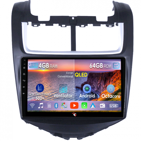 Aveo 2014-2017 - Navigatie dedicata Chevrolet Aveo 2014-2017, 4GB RAM 64GB ROM, Octacore, Android 13, Display QLED 9", DSP, Carplay, Android Auto, Internet, Youtube, Waze, WIFI, Bluetooth