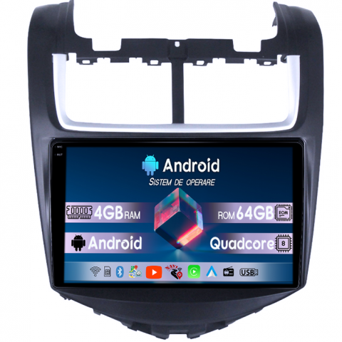 Aveo 2014-2017 - Navigatie dedicata Chevrolet Aveo 2014-2017, 4GB RAM 64GB ROM, Quadcore, Android 14, Display QLED 1K 9", DSP, Carplay&Android Auto, Suport camere AHD