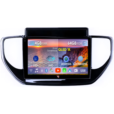 Solaris 2 2020-2021 - Navigatie dedicata Hyundai Solaris 2 2020-2021, 4GB RAM 64GB ROM, Octacore, Android 14, Display QLED 9", DSP, Carplay&Android Auto, SIM 4G, Ventilator Activ