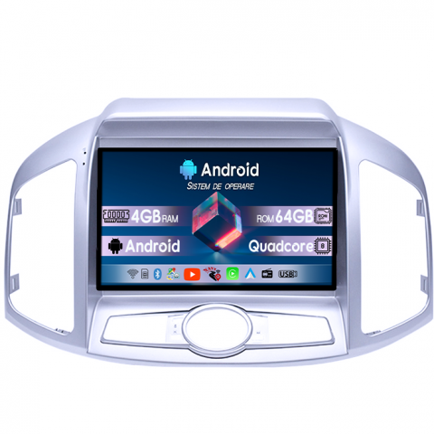 Captiva 2012-2017 - Navigatie dedicata Chevrolet Captiva 2012-2017, 4GB RAM 64GB ROM, Quadcore, Android 14, Display QLED 1K 9", DSP, Carplay&Android Auto, Suport camere AHD