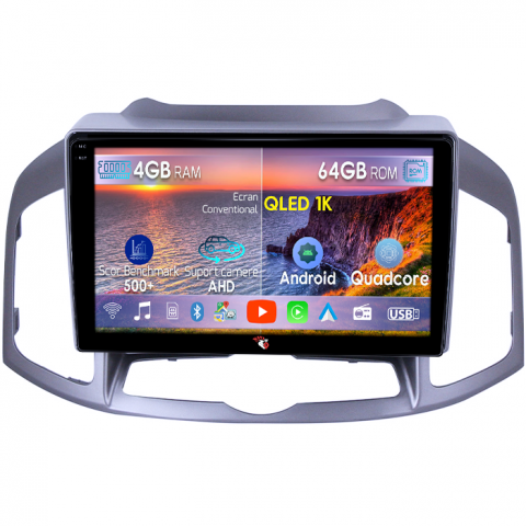 Captiva 2012-2017 - Navigatie dedicata Chevrolet Captiva 2012-2017, 4GB RAM 64GB ROM, Octacore, Android 14, Display QLED 1K 10", Carplay&Android Auto, SIM 4G, Ventilator Activ