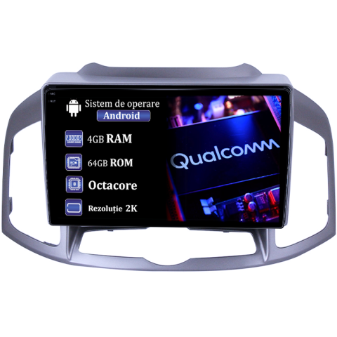 Captiva 2012-2017 - Navigatie dedicata Chevrolet Captiva 2012-2017, 4GB RAM 64GB ROM, Procesor Qualcomm Octacore, Android 14, Rezolutie 2K, Display QLED 9", DSP, Carplay&Android Auto, SIM 4G