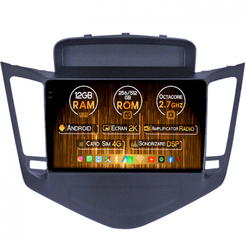 Cruze 2009-2014 - Navigatie dedicata Chevrolet Cruze 2009-2014, 12GB RAM 256GB ROM, Android 13, Rezolutie 2K, Display QLED, 9", DSP, Carplay, Android Auto, Internet, Youtube, Waze, Wi Fi, USB