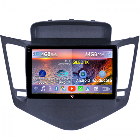 Cruze 2009-2014 - Navigatie dedicata Chevrolet Cruze 2009-2014, 4GB RAM 64GB ROM, Octacore, Android 14, Display QLED 1K 9", Carplay&Android Auto, SIM 4G, Ventilator Activ