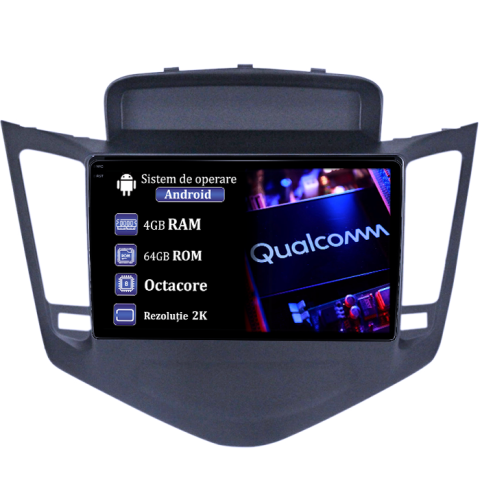 Cruze 2009-2014 - Navigatie dedicata Chevrolet Cruze 2009-2014, 4GB RAM 64GB ROM, Procesor Qualcomm Octacore, Android 14, Rezolutie 2K, Display QLED 9", DSP, Carplay&Android Auto, SIM 4G