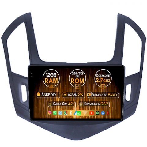Cruze (2008-2015) - Navigatie dedicata Chevrolet Cruze 2012-2015, 12GB RAM 256GB ROM, Android 13, Rezolutie 2K, Display QLED, 9", DSP, Carplay, Android Auto, Internet, Youtube, Waze, Wi Fi, USB