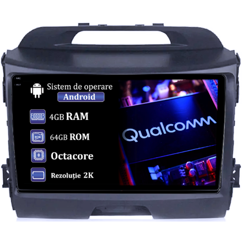 Kia - Navigatie dedicata Kia Sportage 2010-2015, 4GB RAM 64GB ROM, Procesor Qualcomm Octacore, Android 14, Rezolutie 2K, Display QLED 9", DSP, Carplay&Android Auto, SIM