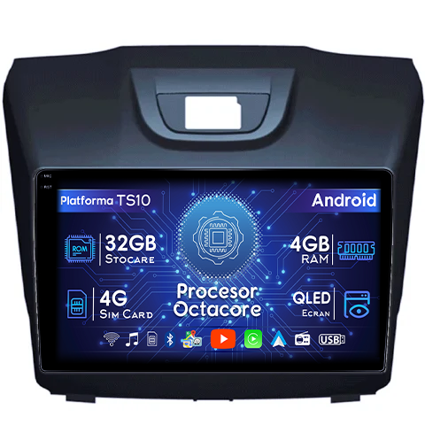 Chevrolet S10 - Navigatie dedicata Chevrolet S10, Isuzu D-Max, Holden Colorado 2014-2018, 4 GB RAM 32 ROM, Android 13, Display QLED  9", DSP, Carplay, Android Auto, SIM 4G, Bluetoo