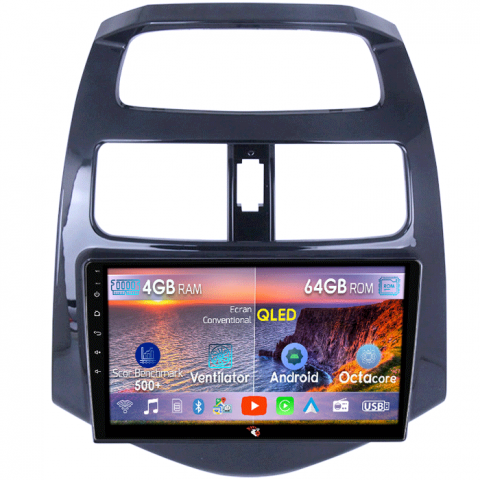 Spark 2010-2014 - Navigatie dedicata Chevrolet Spark 2010-2014, 4GB RAM 64GB ROM, Octacore, Android 13, Display QLED 9", DSP, Carplay, Android Auto, Internet, Youtube, Waze, WIFI, Bluetooth