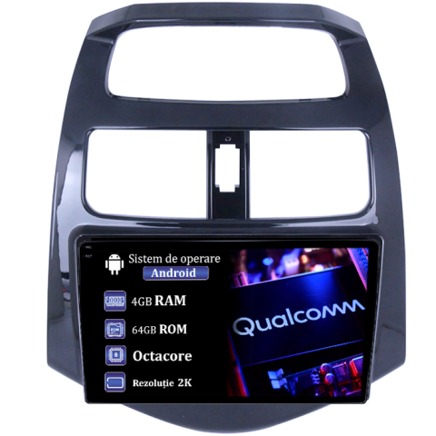 Spark 2010-2014 - Navigatie dedicata Chevrolet Spark 2010-2014, 4GB RAM 64GB ROM, Procesor Qualcomm Octacore, Android 14, Rezolutie 2K, Display QLED 9", DSP, Carplay&Android Auto, SIM 4G