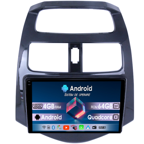 Chevrolet - Navigatie dedicata Chevrolet Spark 2010-2014, Android 14, Wireless Carplay si Android auto 4GB RAM 64GB ROM, Display QLED  9 inch, Microfon Extern, QLED