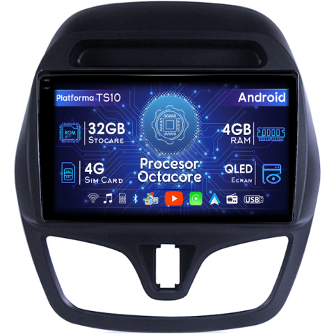 Spark Beat 2015-2018 - Navigatie dedicata Chevrolet Spark 2015-2018, 4GB RAM 32GB ROM, Octacore, Android 14, Display QLED 1K 9", DSP, Carplay&Android Auto, SIM 4G, Bluetooth, Ventilator Activ