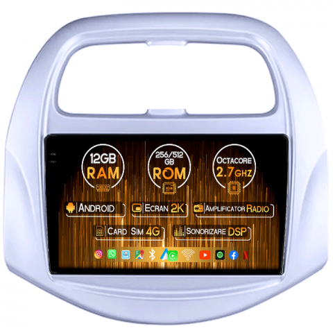 Spark Beat 2018-2020 - Navigatie dedicata Chevrolet Spark Beat 2018-2020, 12GB RAM 256GB ROM, Android 13, Rezolutie 2K, Display QLED, 9", DSP, Carplay, Android Auto, Internet, Youtube, Waze, Wi Fi, USB