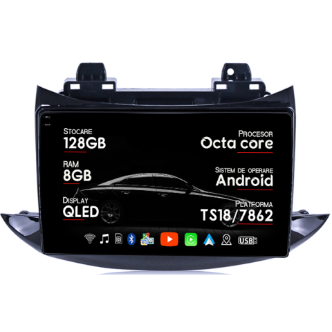 Trax 2013-2020 - Navigatie dedicata Chevrolet Trax 2013-2020, 8GB RAM 128GB ROM, Octacore, Platforma TS18, Android 13, Display QLED 9”, Suporta camera 360º, DSP, Carplay&Android Auto, SIM 4G, Ventilator Activ