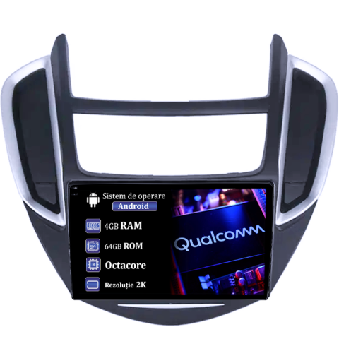 Trax Tracker 2014-2016 - Navigatie dedicata Chevrolet Trax Tracker 2014-2016,4GB RAM 64GB ROM, Procesor Qualcomm Octacore, Android 14, Rezolutie 2K, Display QLED 9", DSP, Carplay&Android Auto, SIM 4G