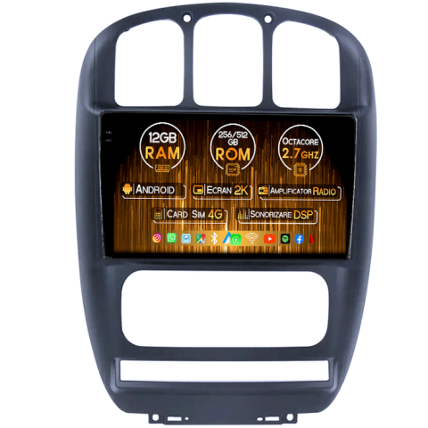 Dodge Caravan 2000-2007 - Navigatie dedicata Dodge Caravan 2000-2007, 12GB RAM 256GB ROM, Android, Rezolutie 2K, Display QLED, 9", DSP, Carplay, Android Auto, Internet, Youtube, Waze, Wi Fi, USB