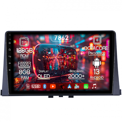 Citroen - Navigatie dedicata Citroen Berlingo 2018-2020, 8GB RAM 128GB ROM, Octacore, Platforma 7862,Android 13, Display QLED 9”, Suporta camera 360º, DSP, Carplay&Android Auto, SIM 4G, Ventilator Activ