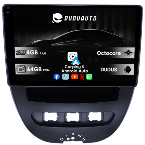 Navigatii Dedicate - Navigatie dedicata Peugeot 107 2009-2015 DUDU3, 4GB RAM 64GB ROM, Octacore, Platforma 8581, Android, Display QLED 10", DSP, Carplay&AndroidAuto