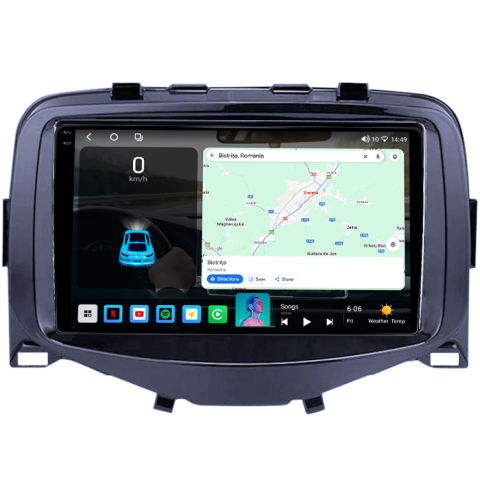 Navigatie dedicata Citroen C1 2016, 4GB RAM 64GB ROM, Procesor Qualcomm Octacore, Android 14, Rezolutie 2K, Display QLED 9", DSP, Carplay&Android Auto, SIM 4G [2]