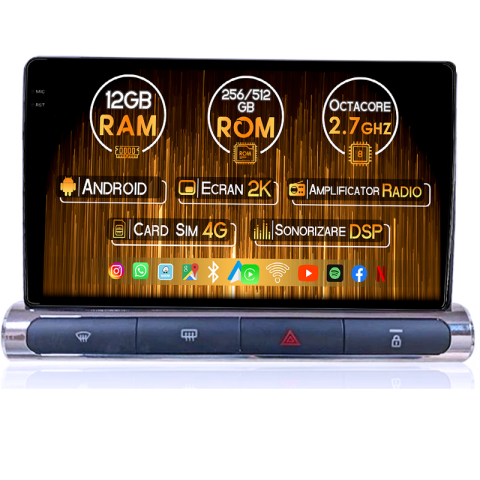Citroen - Navigatie dedicata Citroen C3 2018-2023, 12GB RAM 256GB ROM, Android, Rezolutie 2K, Display QLED, 9", DSP, Carplay, Android Auto, Internet, Youtube, Waze, Wi Fi, USB