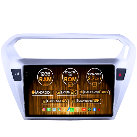 Citroen - Navigatie dedicata Peugeot 301 2013-2016 C-Elysee 2012, 12GB RAM 256GB ROM, Android, Rezolutie 2K, Display QLED, 9", DSP, Carplay, Android Auto, Internet, Youtube, Waze, Wi Fi, USB