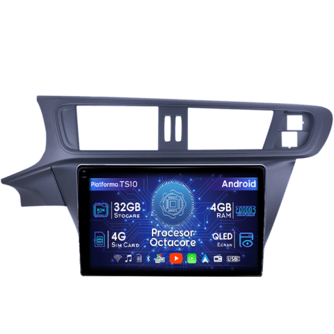 Citroen - Navigatie dedicata Citroen C3-XR 2010-2015, 4GB RAM 32GB ROM, Octacore, Android 14, Display QLED 1K 10", DSP, Carplay&Android Auto, SIM 4G, Bluetooth, Ventilator Activ