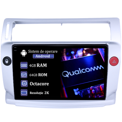 Citroen - Navigatie dedicata Citroen C4 2004-2014, 4GB RAM 64GB ROM, Procesor Qualcomm Octacore, Android 14, Rezolutie 2K, Display QLED 9", DSP, Carplay&Android Auto, SIM 4G