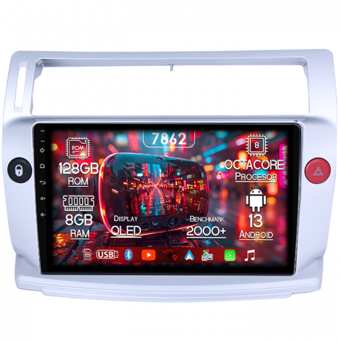 Citroen - Navigatie dedicata Citroen C4 2004-2014, 8GB RAM 128GB ROM, Octacore, Platforma 7862,Android 13, Display QLED 9”, Suporta camera 360º, DSP, Carplay&Android Auto, SIM 4G, Ventilator Activ