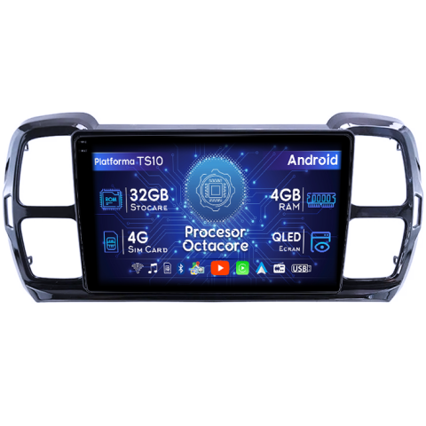 Citroen - Navigatie dedicata Citroen C5 Aircross 2018+, 4GB RAM 32GB ROM, Octacore, Android 14, Display QLED 1K 9", DSP, Carplay&Android Auto, SIM 4G, Bluetooth, Ventilator Activ