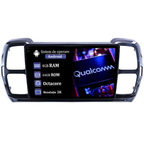 Citroen - Navigatie dedicata Citroen C5 Aircross 2018+, 4GB RAM 64GB ROM, Procesor Qualcomm Octacore, Android 14, Rezolutie 2K, Display QLED 9", DSP, Carplay&Android Auto, SIM 4G