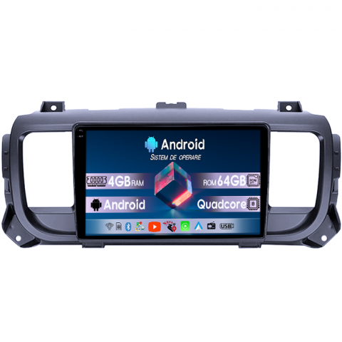 Citroen - Navigatie dedicata Citroen Jumpy 2016-2021, 4GB RAM 64GB ROM, Quadcore, Android 14, Display QLED 1K 9", DSP, Carplay&Android Auto, Suport camere AHD