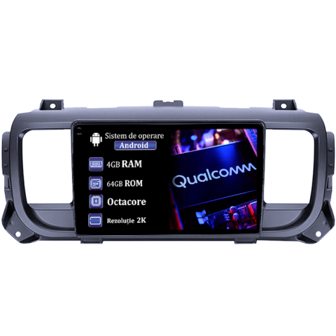 Citroen - Navigatie dedicata Citroen Jumpy 2016-2021, 4GB RAM 64GB ROM, Procesor Qualcomm Octacore, Android 14, Rezolutie 2K, Display QLED 9", DSP, Carplay&Android Auto, SIM 4G