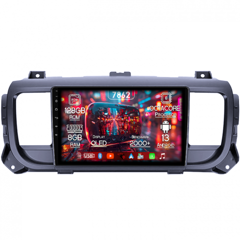 Citroen - Navigatie dedicata Citroen Jumpy 2016-2021, 8GB RAM 128GB ROM, Octacore, Platforma 7862,Android 13, Display QLED 9”, Suporta camera 360º, DSP, Carplay&Android Auto, SIM 4G, Ventilator Activ