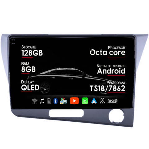 CR-Z - Navigatie dedicata CR-Z, 8GB RAM 128GB ROM, Octacore, Platforma TS18, Android 14, Display QLED 9â, Suporta camera 360Âş, DSP, Carplay&Android Auto, SIM 4G, Ventilator