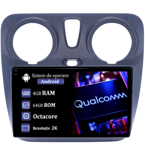 Lodgy (2012-) - Navigatie dedicata Dacia Dokker 2012, 4GB RAM 64GB ROM, Procesor Qualcomm Octacore, Android 14, Rezolutie 2K, Display QLED 9", DSP, Carplay&Android Auto, SIM 4G